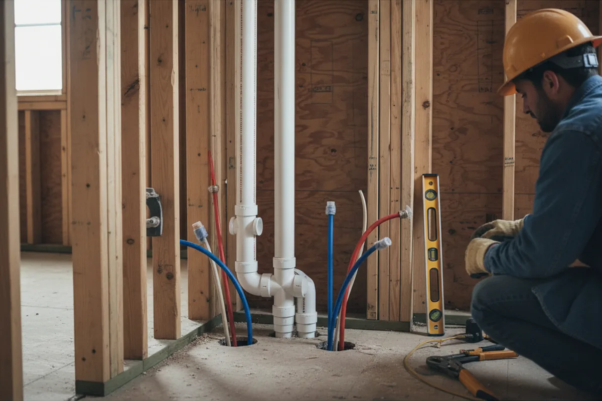 Drain and supply rough-in during Drain Cleaning in Galena Park